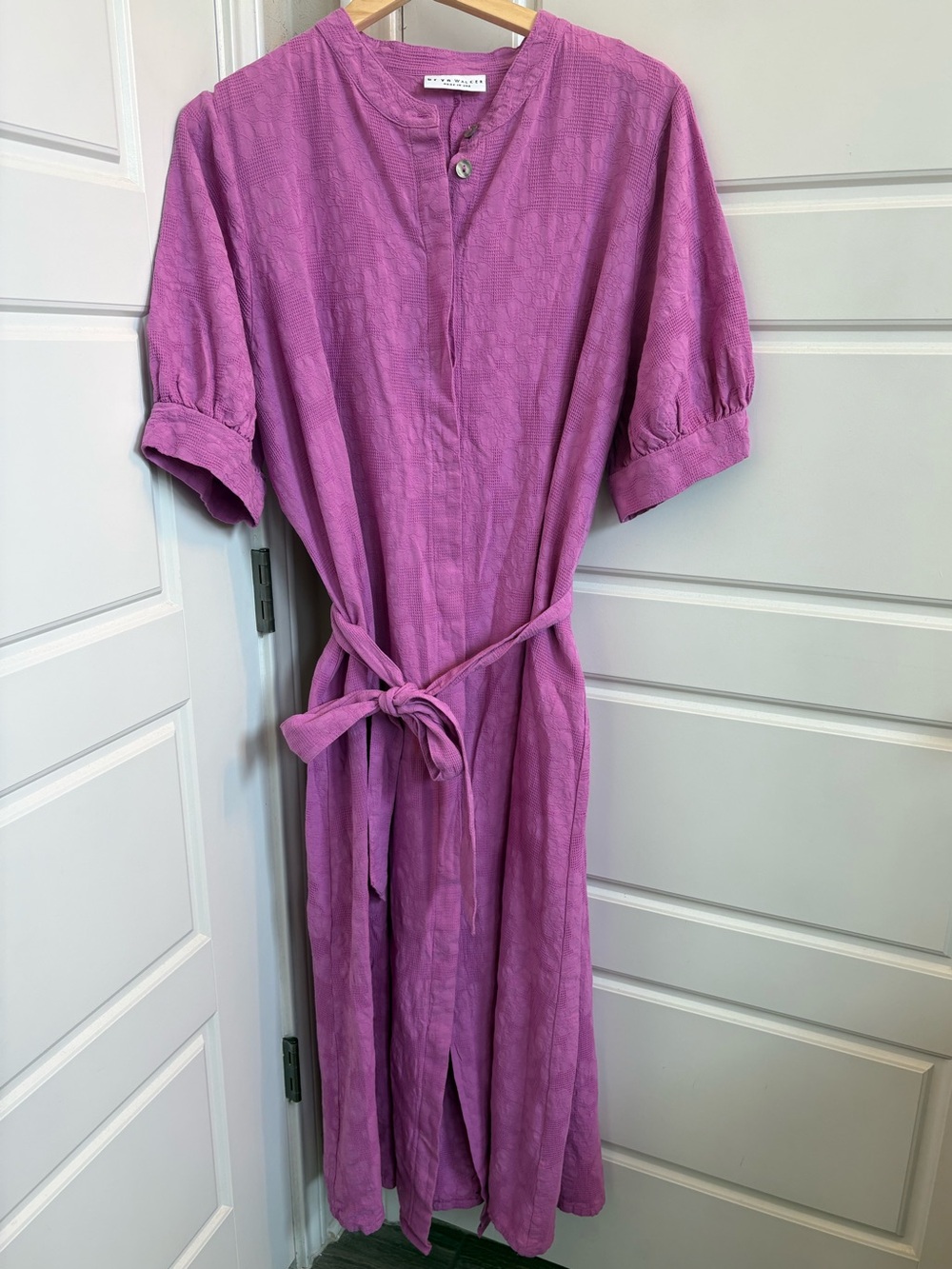 Bryn Walker Cotton Maxi Dress with Tie Waist in Pink Size XL